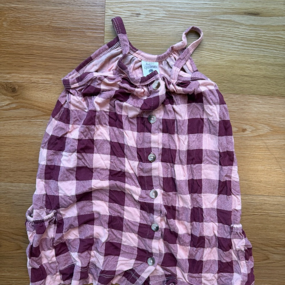 Kate Quinn Pink and Plum Gingham Button-Front Sundress